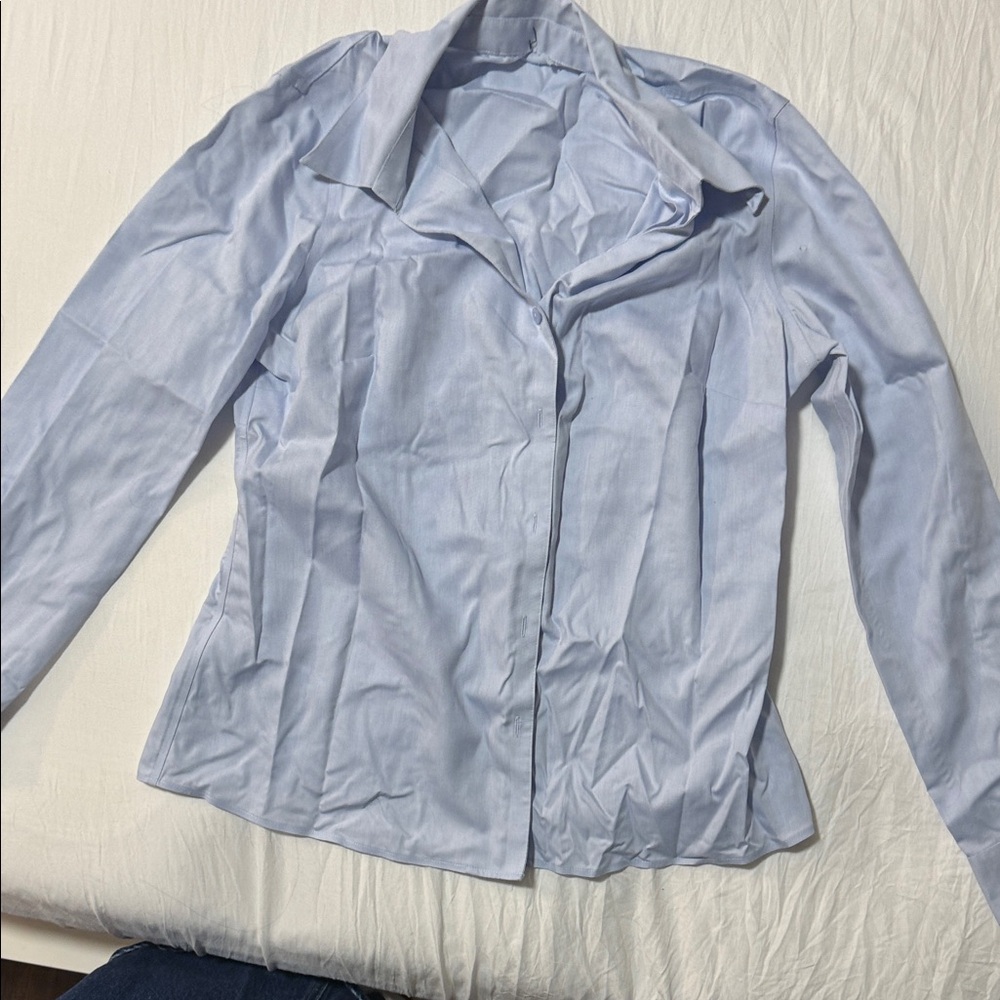 Amazon Women's Light Blue Button Down Shirt
